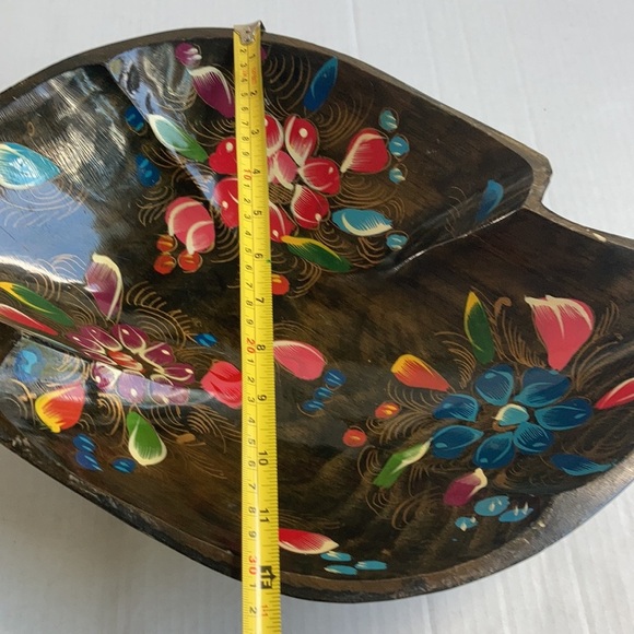 Vtg Batea folk art wood hand painted console bowl - Picture 14 of 15